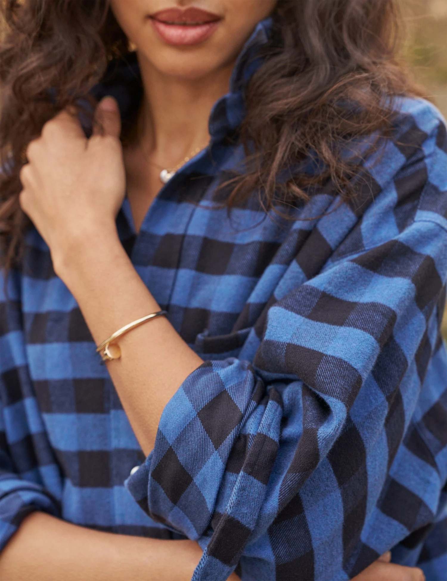 SHIRLEY Blue And Black Plaid, Flannel - Image 2