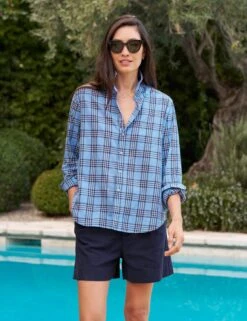 EILEEN Blue And Navy Plaid, Casual Cotton