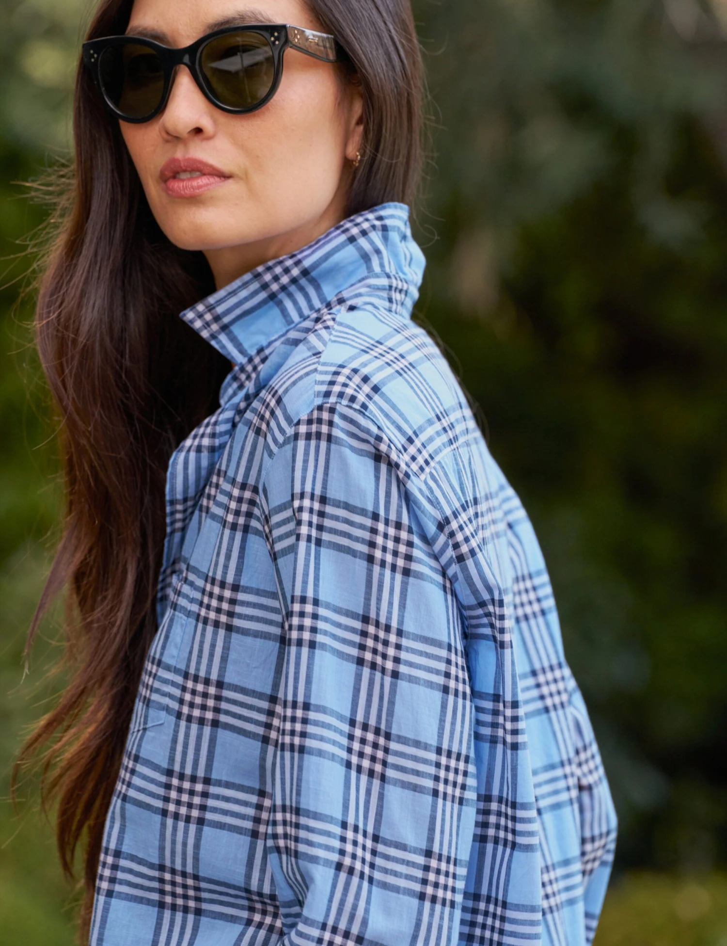 EILEEN Blue And Navy Plaid, Casual Cotton - Image 3