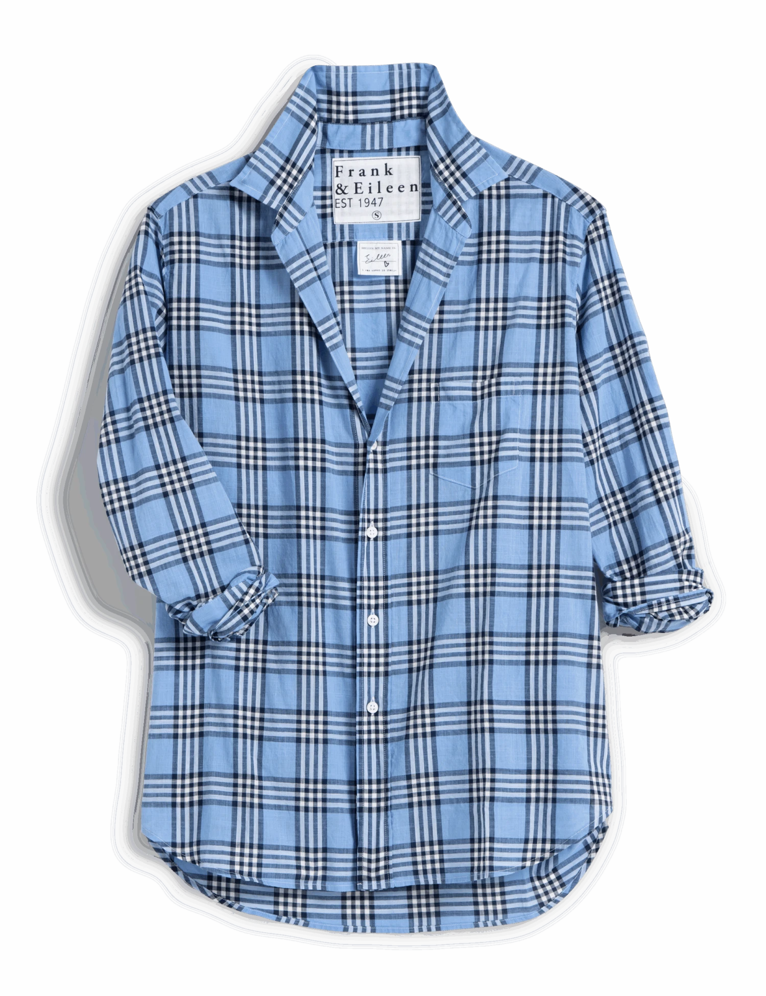 EILEEN Blue And Navy Plaid, Casual Cotton - Image 4