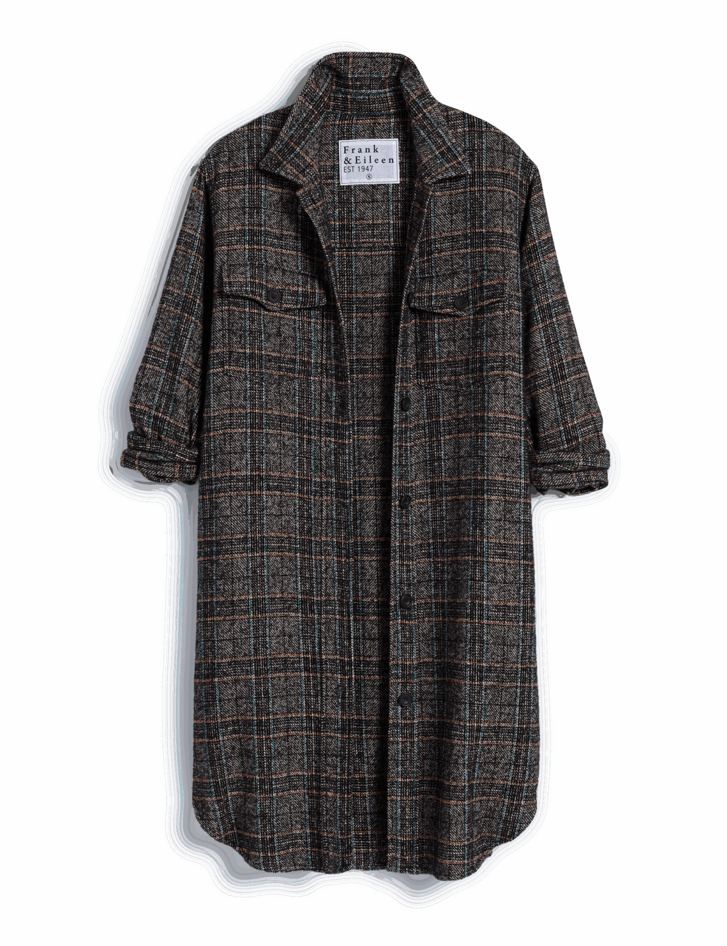 GAVIN Black And Blue Plaid, Italian Bouclé Wool - Image 4